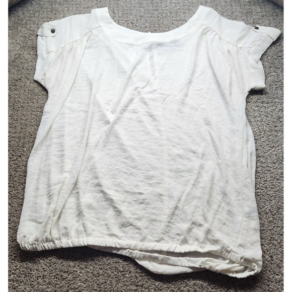 ANA Women Top Shirt Blouse Extra Large White Button Front Hi Low Hem Dress XL - Picture 6 of 8